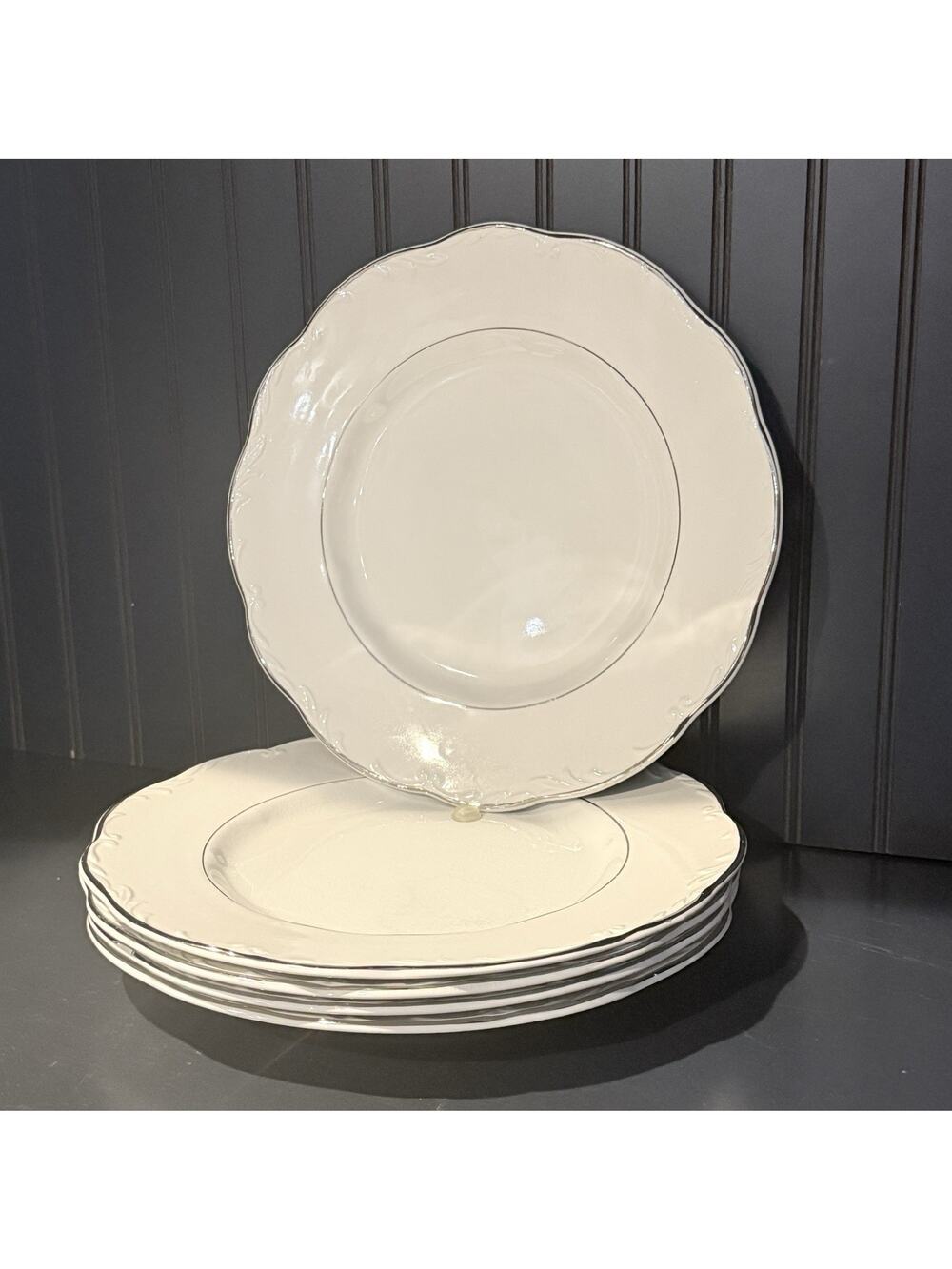J &G Meakin STERLING COLONIAL English Ironstone Dinner Plates Set Of 5 SILVER